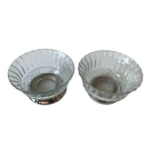 Vintage KIG Indonesia Crystal Bowl Silver-Plated Pedestal Fluted Scalloped 4.5 "